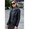 S P Y M Womens Removable Hooded Faux Leather Jackets