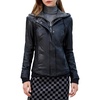 S P Y M Womens Removable Hooded Faux Leather Jackets